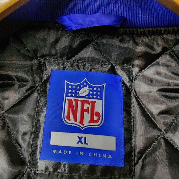 Buffalo Bills Jacket Satin Bomber Coat NFL Team Varsity Button NFL Mens XL - Picture 8 of 12